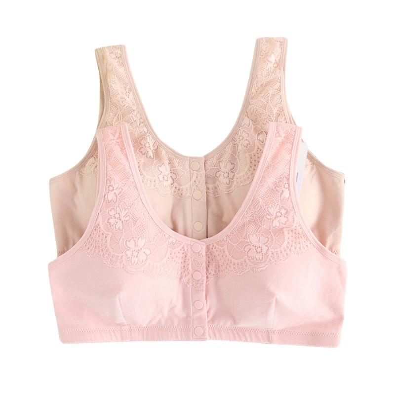 A&Bab内衣中老年无钢圈胸罩棉质弹力舒适背心式前扣妈妈文胸C436