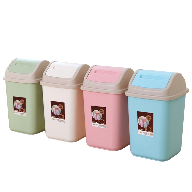 【规格:4色】垃圾桶 家用卫生间厨房摇盖收纳桶定制 带盖分类垃圾桶