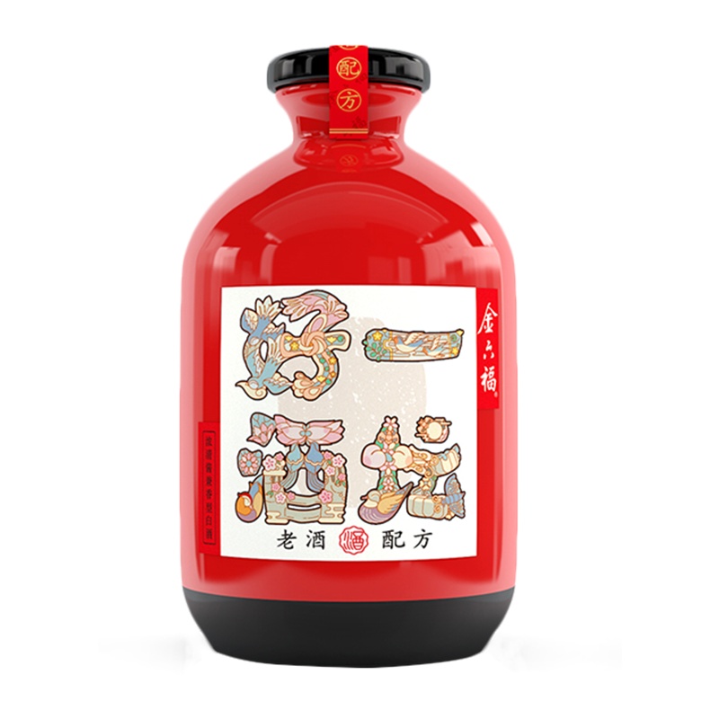 金六福一坛好酒喜坛(红坛)40.8度500ml瓶装浓清酱兼香型白酒