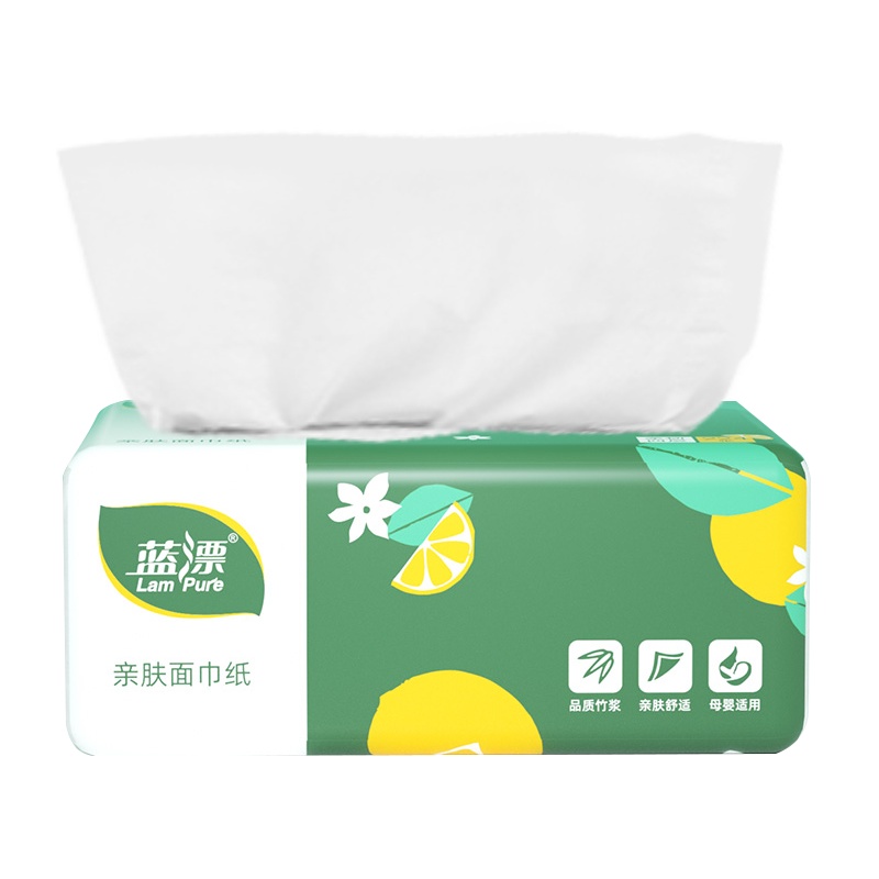 蓝漂原浆白色面巾抽纸4层32包整箱家庭一次性面巾纸批发