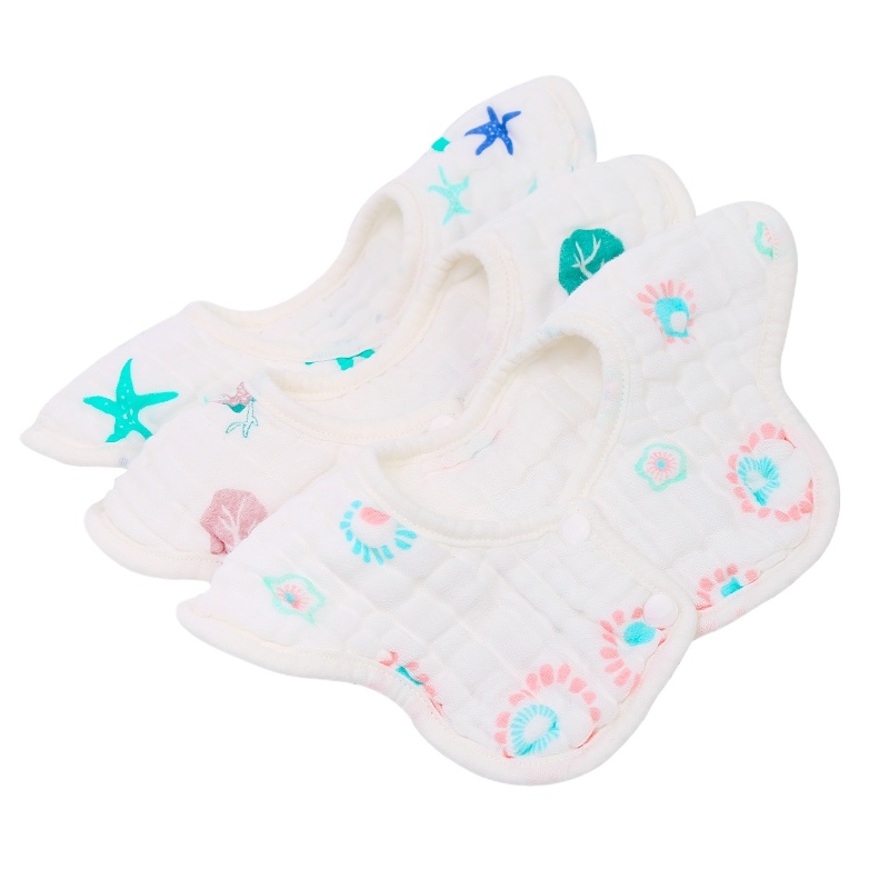 洁丽雅婴儿口水巾纯棉新生儿宝宝围嘴围脖式防水吐奶围兜360度旋转秋冬