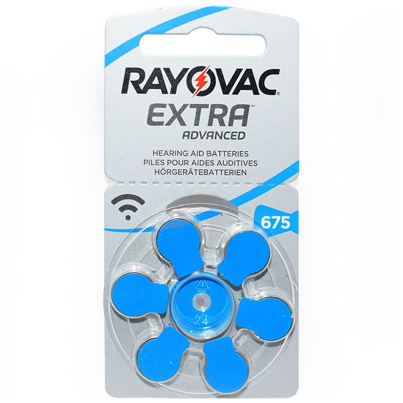 奥迪康(OTICON)英国原装RAYOVAC雷特威EXTRA助听器电池锌空气A675号无汞PR41电池1板6粒