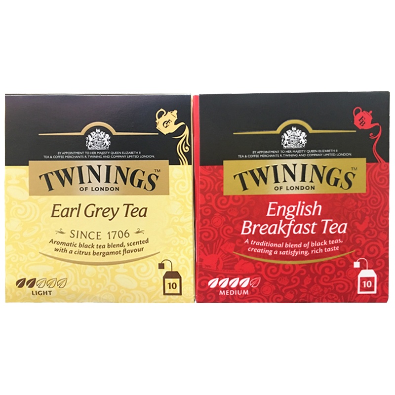 英国川宁(TWININGS) 豪门伯爵红茶调味茶和英式早餐红茶袋泡茶包(2g*10包)*2盒 套装 40g