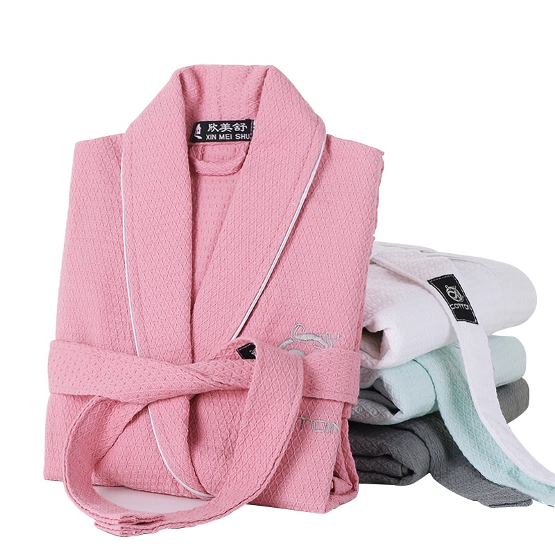 幸福派 浴袍男女长款睡袍精梳棉毛巾料五星级酒店情侣吸水速干毛巾料浴衣