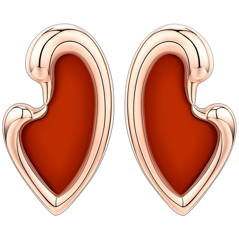 MyMiss925银饰镀玫瑰金天鹅耳钉女士人工合成玛瑙气质耳坠耳饰品送恋人生日礼物 炽热的爱
