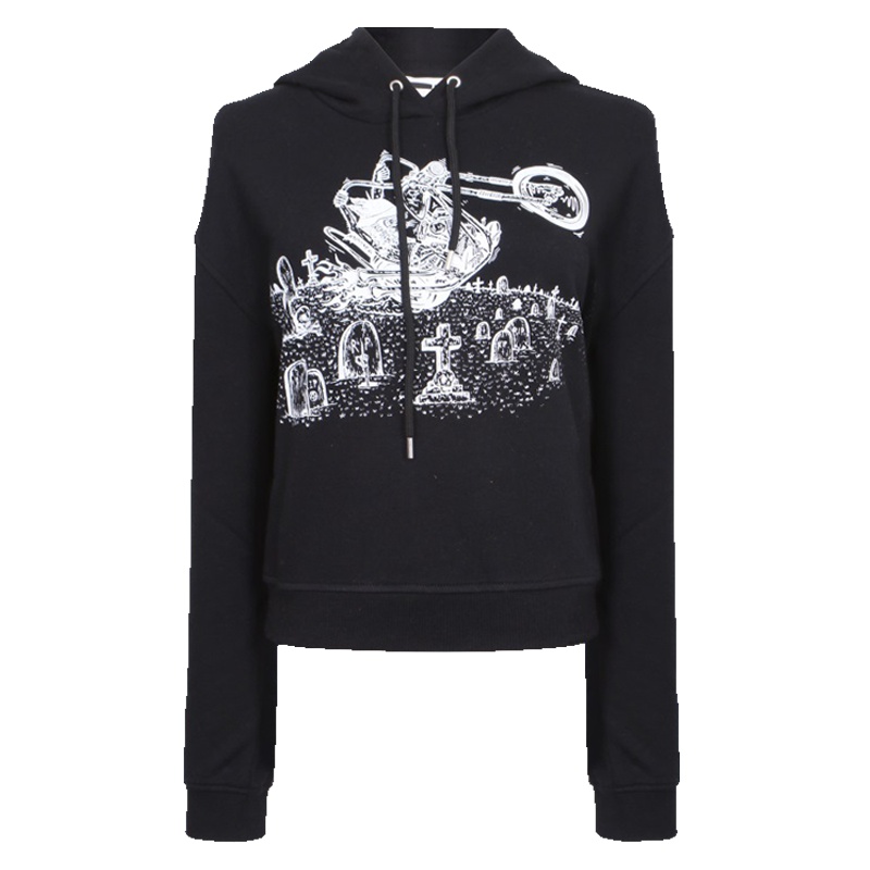 MCQ女士黑色棉质套头连帽卫衣451438 RIJ50 1000