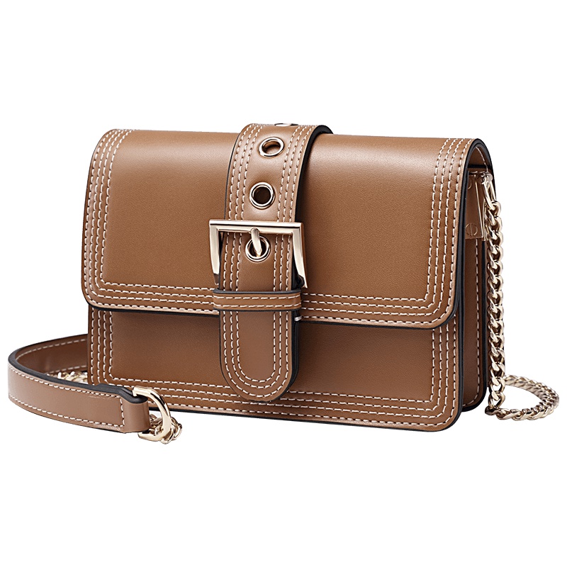 第九城（V.NINE） 单肩包女百搭INS风锁扣斜挎包时尚潮流链条风琴小方包