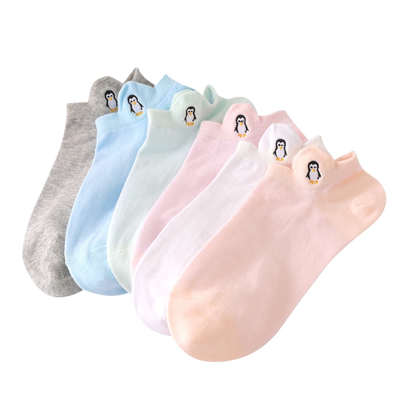 浪莎袜子女ins潮夏季薄款低帮短筒袜糖果色可爱日系夏天纯棉短袜6双