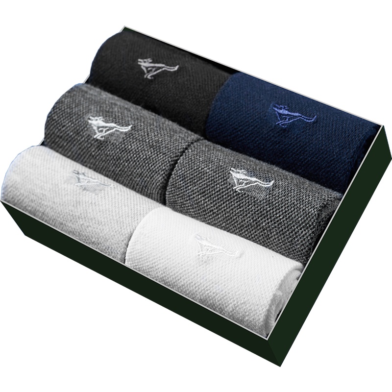 七匹狼【纯棉】6双装中筒纯棉男士纯棉袜子男袜子秋冬加厚男士袜子男