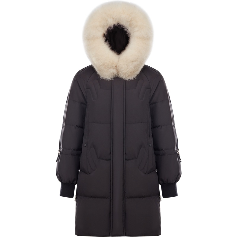 波司登2020冬季新款羽绒服女连帽狐狸毛领中长款外套B00145134