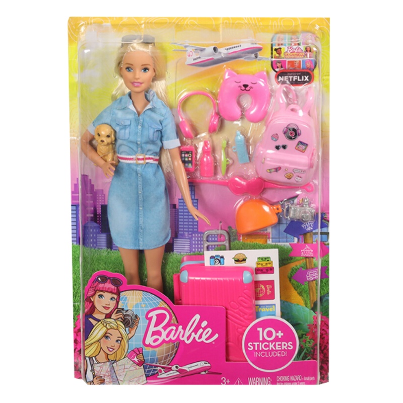 芭比之旅行中的芭比 芭比娃娃 女孩玩具 FWV25