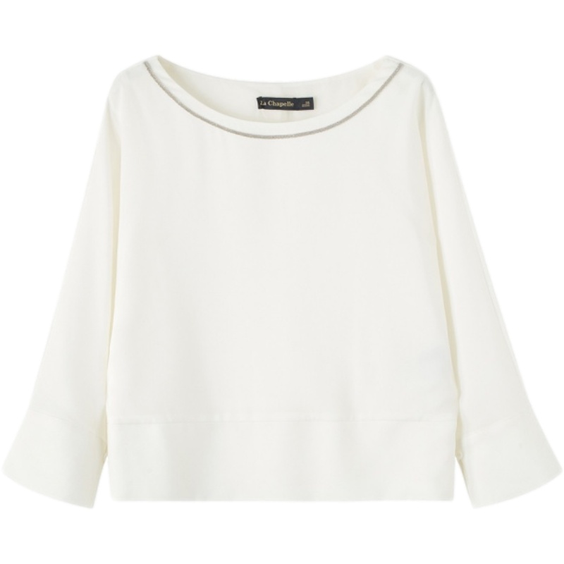 拉夏贝尔夏装雪纺上衣女九分袖防晒衫洋气衬衣