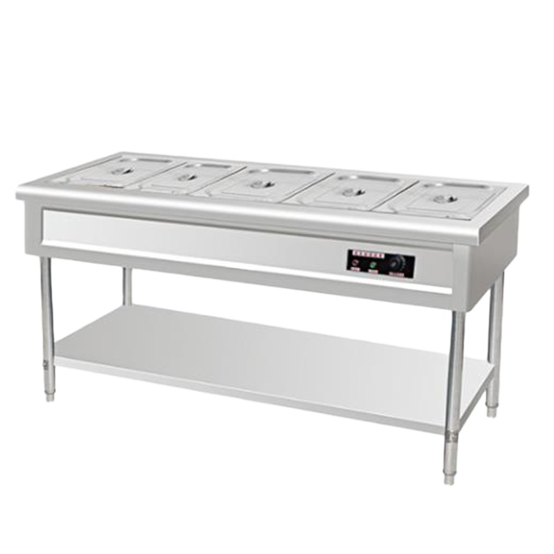 加热保温售饭台商用快餐车玻璃罩多功能食堂保温打 菜台切热快餐车 6格保温打菜台