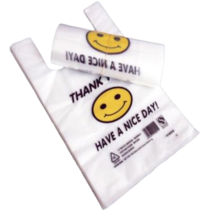 手提背心笑脸购物袋 大号30*49 加厚塑料袋
