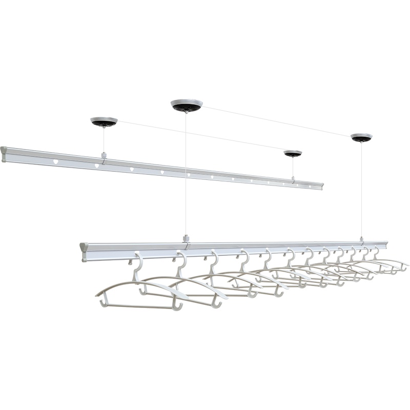 好太太升降晾衣架手摇双杆晒衣架子家用小阳台折叠挂衣架神器D-1003银色双杆2.4米+12个精美衣架