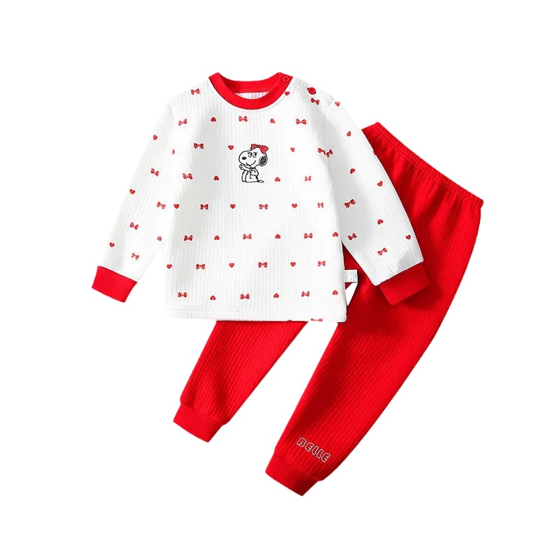 史努比SNOOPY童装女童内衣套装新款儿童秋衣秋裤两件套