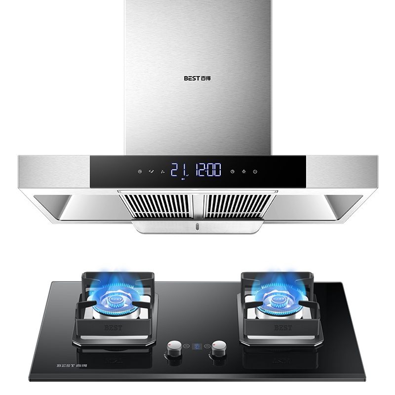 华帝股份百得(BEST)烟灶套餐DY52+DZ50B天然气欧式顶吸式抽油烟机燃气灶套装油烟机灶具两件套