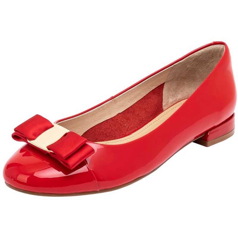 百田森春季新款正装浅口单鞋女甜美圆头蝴蝶结真皮低跟单鞋女