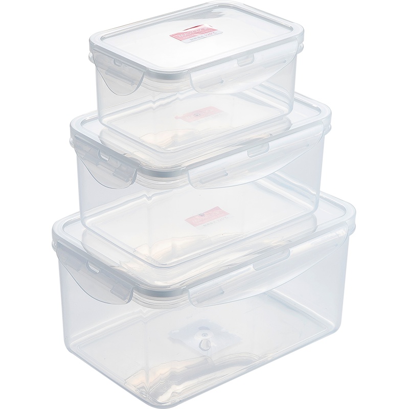 美厨(maxcook)塑料保鲜盒套装 冰箱收纳盒密封不漏水 便当饭盒储物盒长方形三件套MCX903