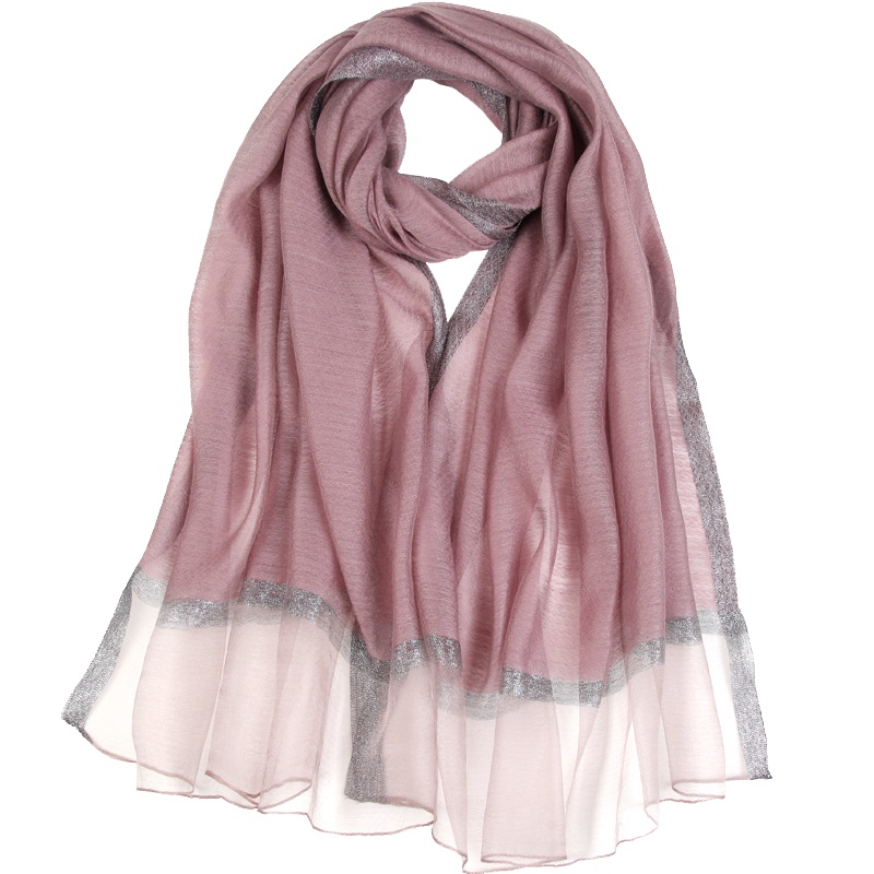 上海故事女春秋桑蚕丝丝巾韩版百搭长款真丝纱巾纯色薄款围巾披肩