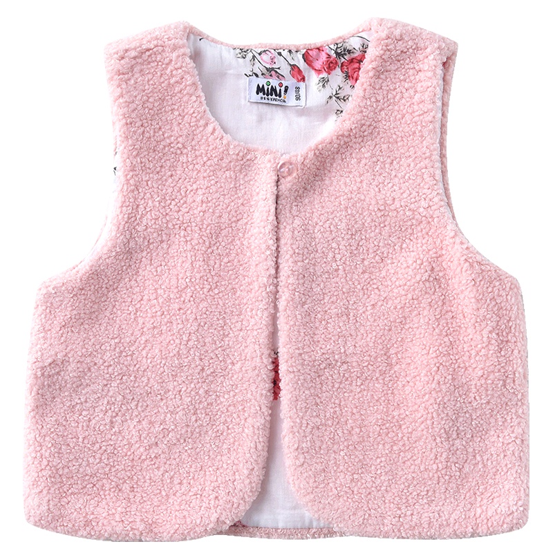 铅笔俱乐部童装2019秋季新款女童毛背心女小童保暖一粒扣马甲