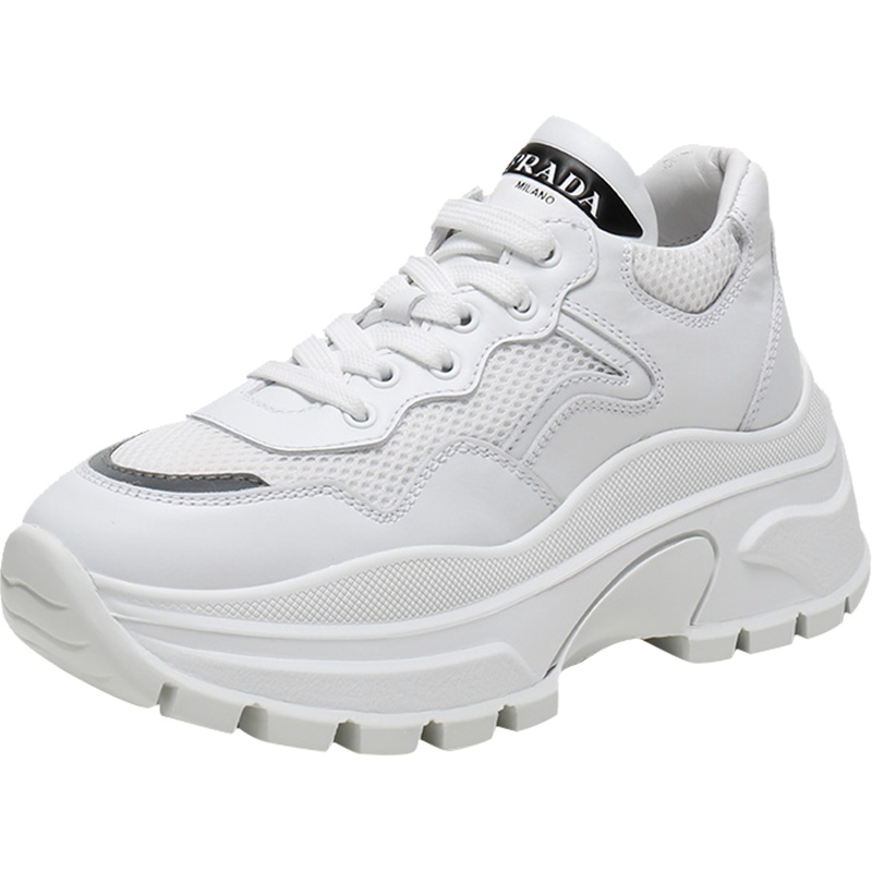 PRADA 普拉达 女士织物配皮厚底系带休闲鞋运动鞋 1E880L 3L37