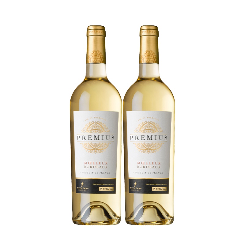 法国原瓶进口葡萄酒 普莱密斯庄园 半甜白葡萄酒 Premius 波尔多AOC 双支装750ML*2