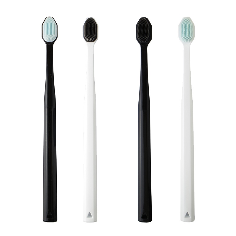 冰清纳米小头软毛成人款牙刷黑白款简约 男士女家庭旅行装组合套餐情侣家用