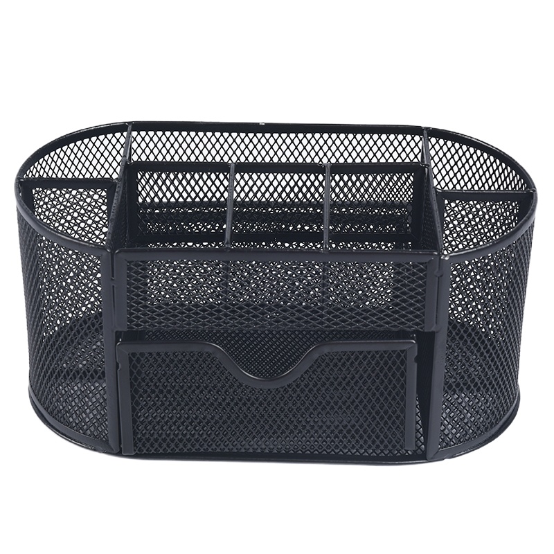 递乐 多功能网状格金属多功能笔筒/桌面收纳遥控器收纳座/办公用品2464黑色