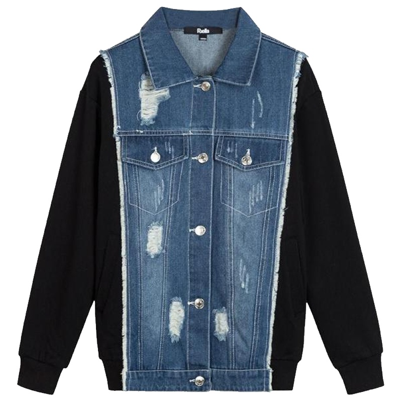 拉夏贝尔春季新款Puella牛仔外套女复古韩版休闲bf原宿风宽松棒球服2T000094