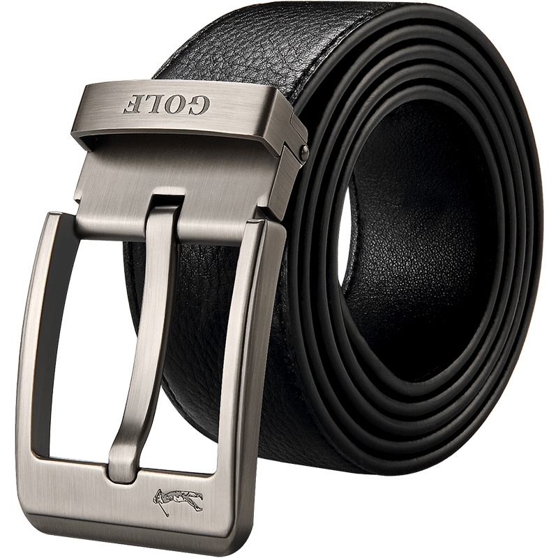 高尔夫GOLF头层牛皮皮带男针扣真牛皮男士腰带复古男式皮带裤带