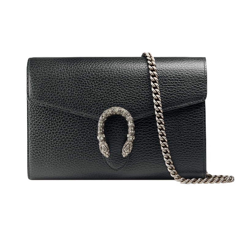 GUCCI 古驰 女士黑色Dionysus系列皮革迷你链条手袋 401231-CAOGN-8176
