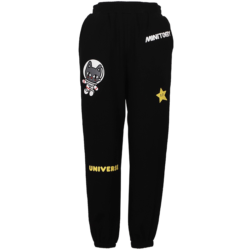 a02新款少女卡通印花宽松束脚裤休闲裤女潮DTU6C0301PN