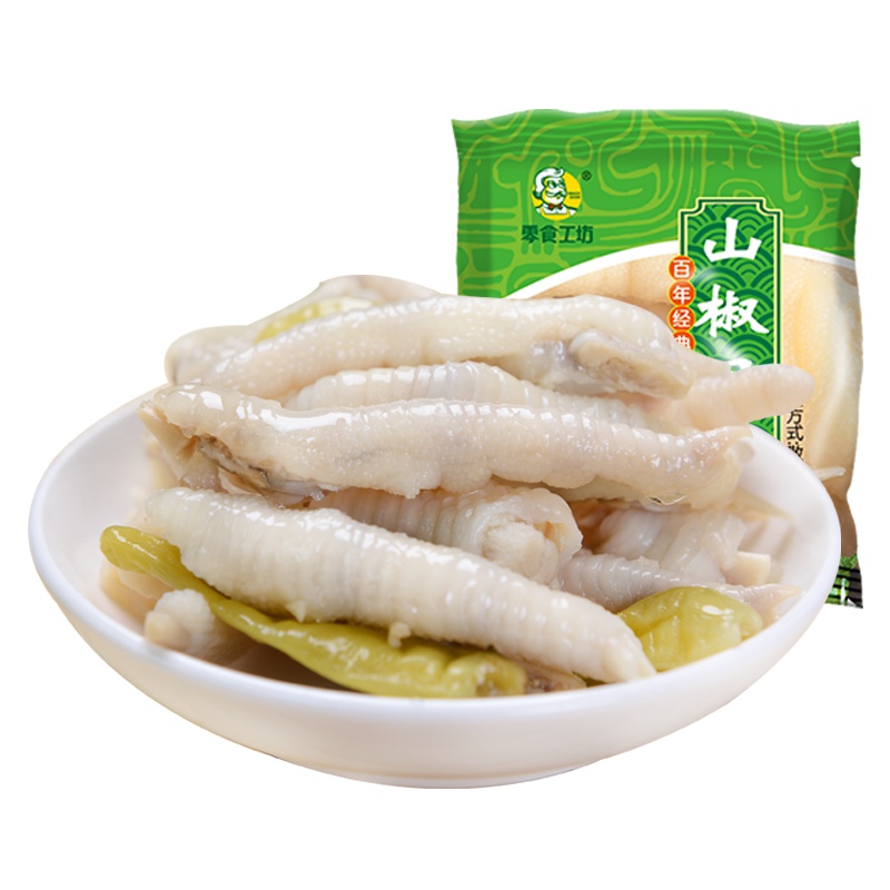 零食工坊(snack show) 山椒凤爪 鸡爪 120g 休闲食品 美食小吃办公必备 麻辣 约3小包小包装
