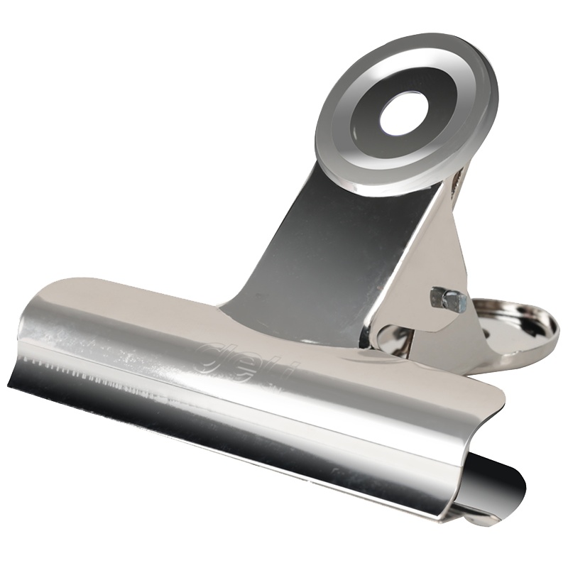 得力deli9521圆形铁票夹1#报刊资料整理夹子76mm/250张金属银色6个/袋