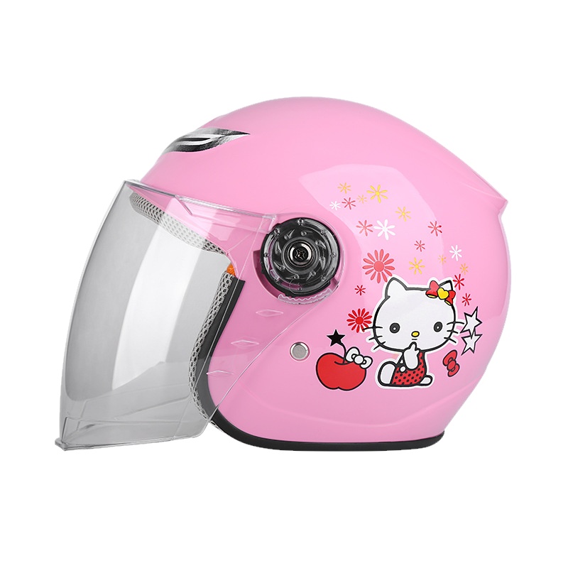 电动电瓶车儿童头盔冬盔冬款加棉保暖电动车安全头盔男女全盔加长挡风镜粉色