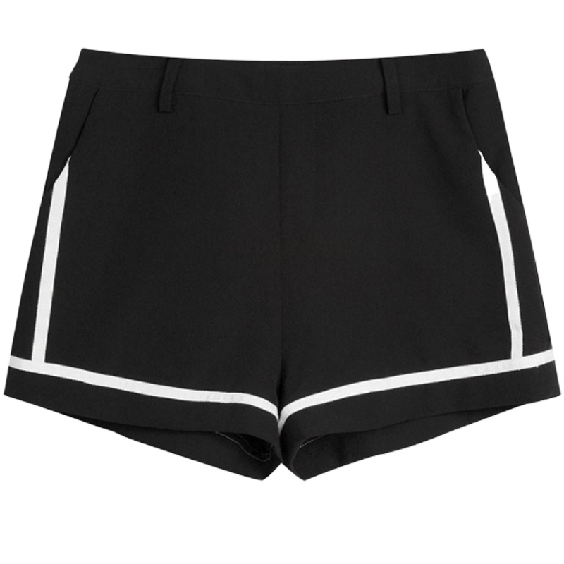 7.Modifier学院风短裤宽松热裤黑白撞色休闲中腰显瘦百搭