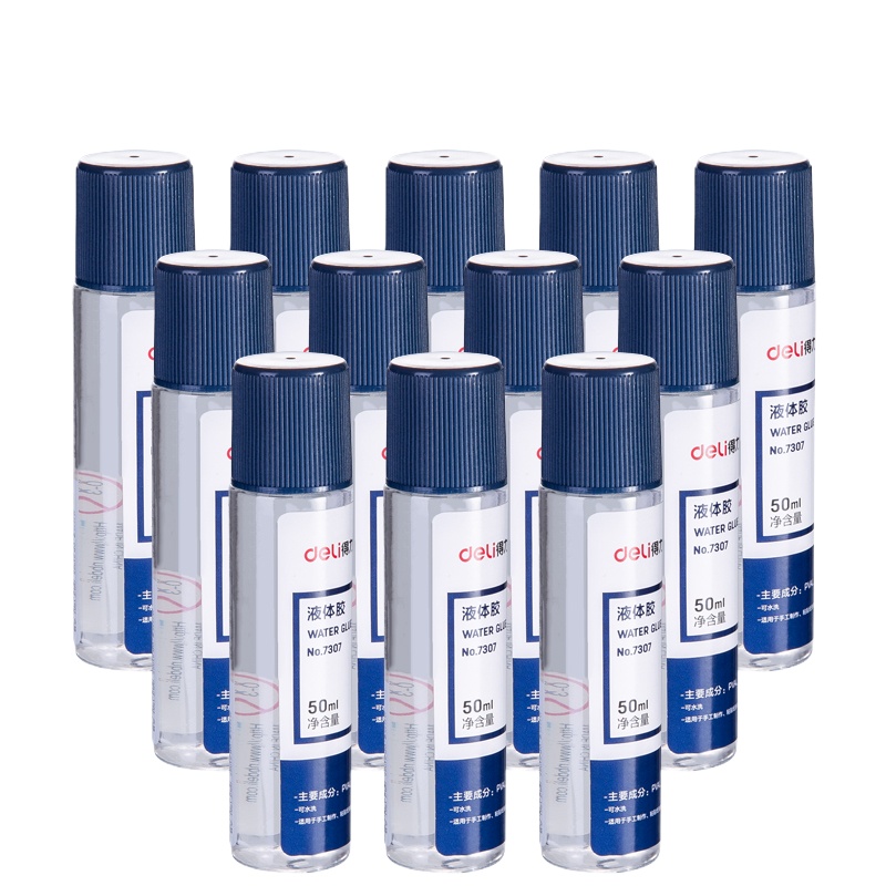 得力100ml高粘度透明可水洗液体胶水 12支装 7300