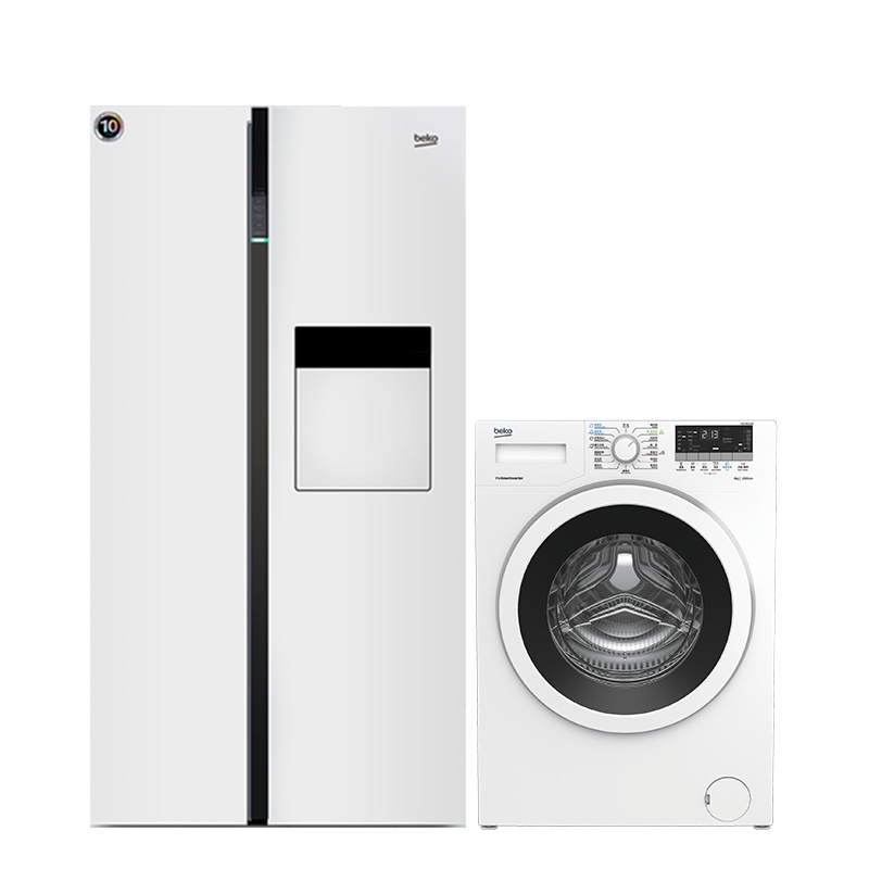 倍科/Beko 581升对开门冰箱+8公斤滚筒洗衣机 宠物毛发去除功能 整机原装进口恒温养鲜30天 91642+8632