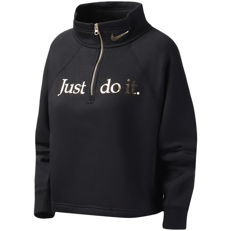 NIKE耐克女装卫衣时尚烫金LOGO短款休闲套头衫运动服BV4991