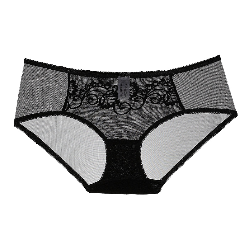 都市丽人精致蕾丝花卉刺绣性感轻薄舒适提臀中腰女士内裤2P8512