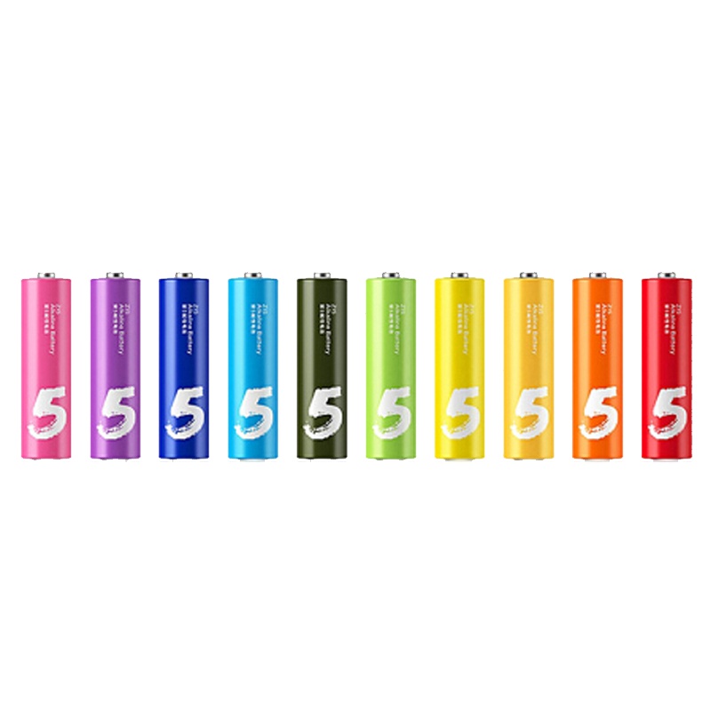ZMI彩虹5号电池10粒AA干电池1.5V碱性电池车载专用儿童玩具电池批发空调遥控器鼠标小米彩虹电池正品环保无汞无镉