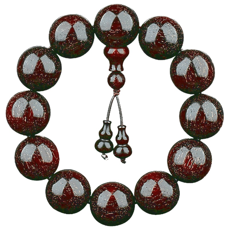 [梵心阁]海南黄花梨手串 紫油梨送礼手链 满山水纹 佛珠手串 老料油梨 男女手链 木手串