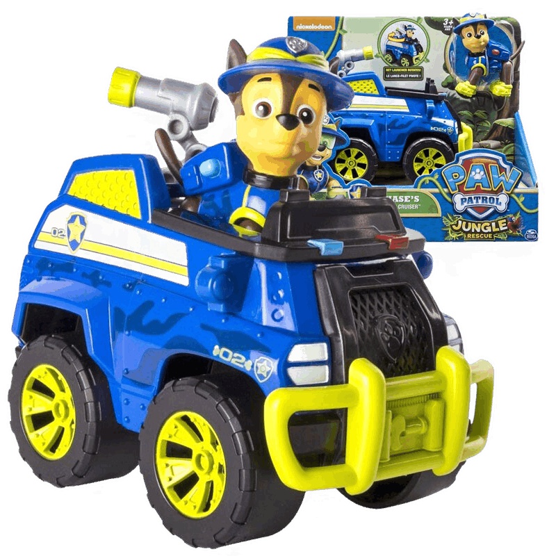 汪汪队立大功狗狗巡逻队全套救援赛车旺旺队套装小狗汽车阿奇毛毛天天警车救护车儿童玩具 丛林大号救援车-警车+阿奇