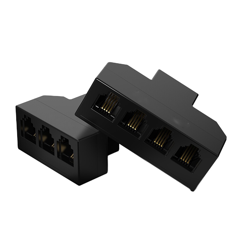 APYZ 电话直通头分线器 一分四转接头 延长器 1分4电话线分支器