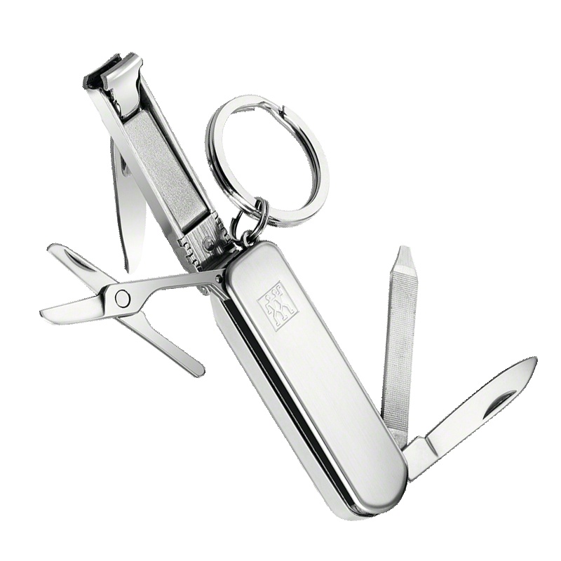 双立人(ZWILLING)不锈钢军刀式指甲钳折叠薄剪刀指甲锉螺丝刀小刀钥匙环