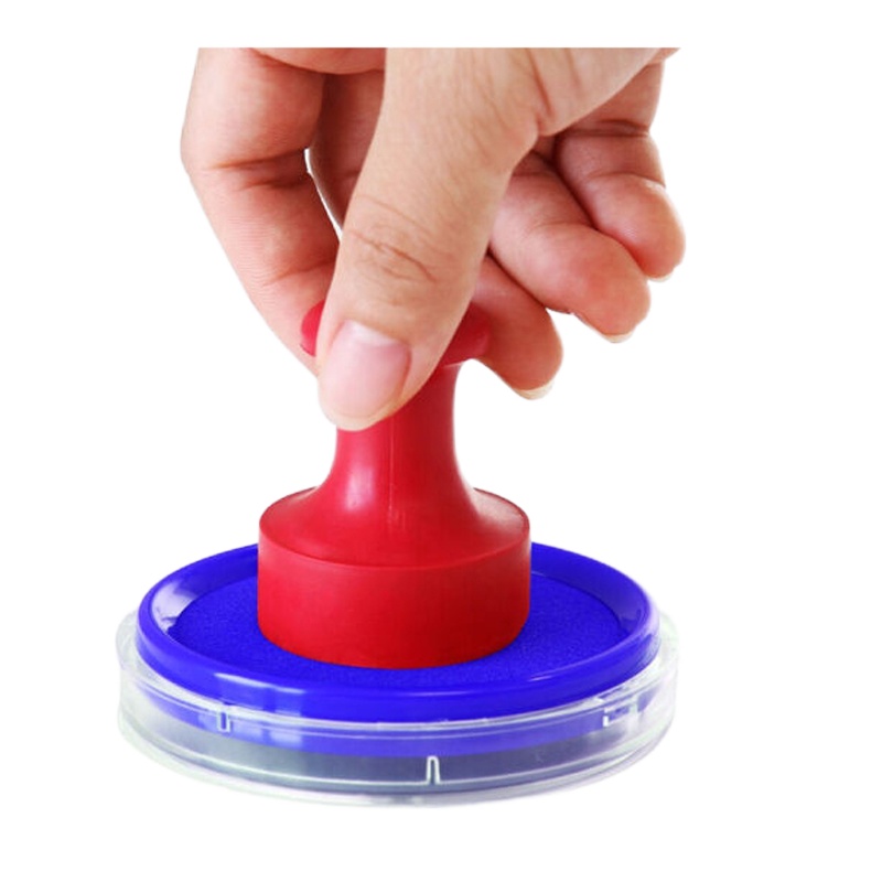 得力(deli) 透明圆形财务快干印台 蓝色9863