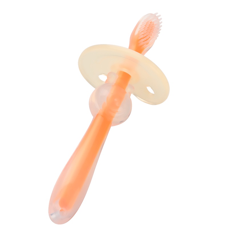 开优米kiuimi 婴儿硅胶牙刷儿童宝宝专用柔护乳牙刷橘色