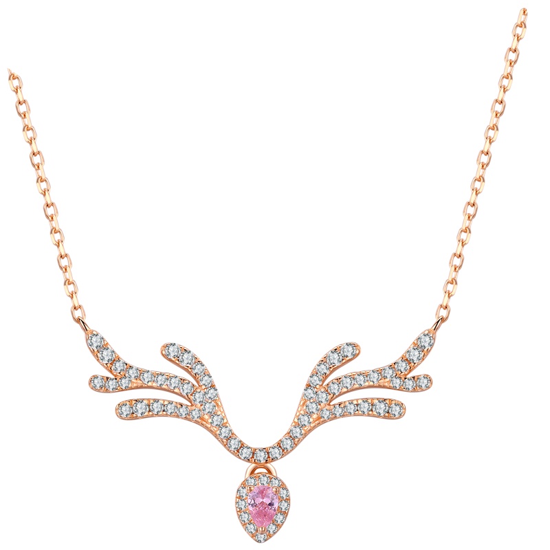 佰色传情(BRIR)S925纯银粉色项链时尚甜美一路有你网红项链流行ins小众设计锁骨链