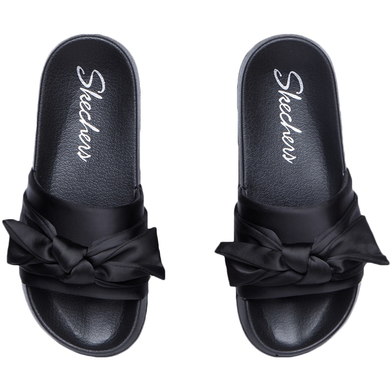 Skechers斯凯奇女鞋新款缎面交叉蝴蝶结设计可外穿凉拖鞋31533-
